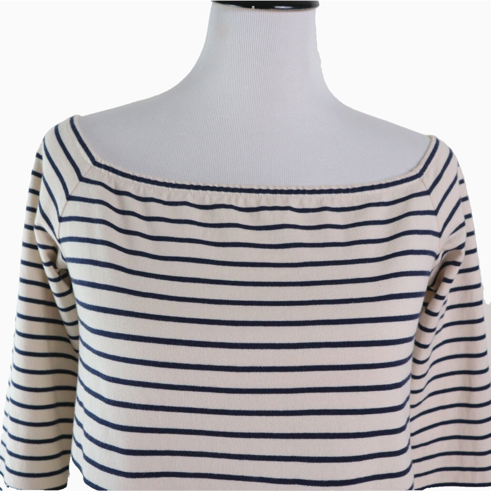 Theory Size M Aprine K Classic Stripe Off-the-Shoulder Top White Black - Picture 8 of 10